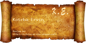 Kotrba Ervin névjegykártya