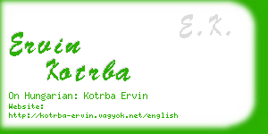 ervin kotrba business card